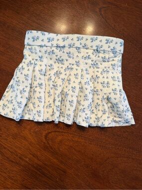 Girls Floral Pleated Skort - White with Light Blue Floral